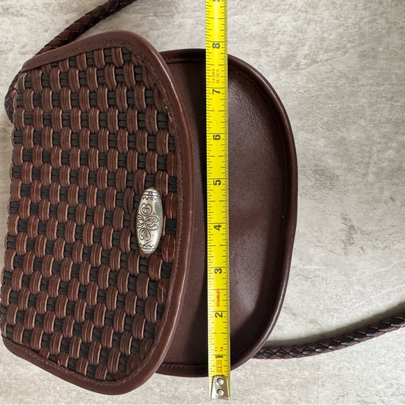 Vtg Brighton Weaved Brown Leather Crossbody Shoulder Purse Quiet Luxury Classic - Picture 9 of 14